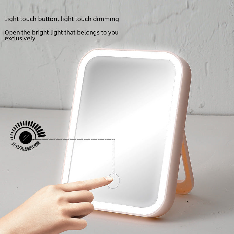 Portable Travel Square Led Lighted Makeup Mirror Smart Touch Mirror Dormitory Fill Light Beauty Cosmetic